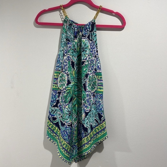 Lilly Pulitzer Silk Cabana Escape Artist Print Top Size M - Picture 2 of 9